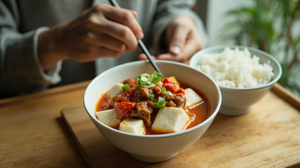 Mapo tofu: 麻婆豆腐