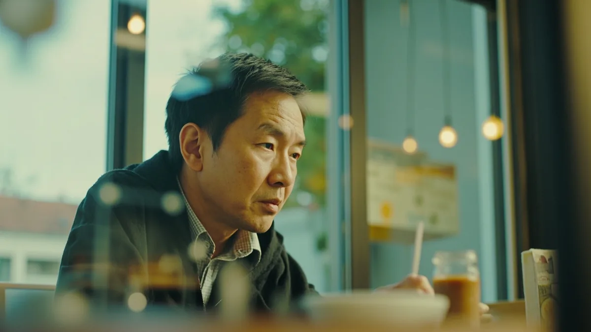 A person listens to a story with a skeptical, questioning expression, illustrating “state of doubt” in Chinese: 半信半疑 (bàn xìn bàn yí)