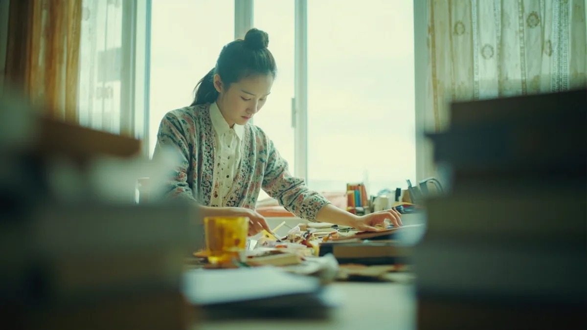 A person makes a small mess even worse by adding more clutter, illustrating “intensifying negative behavior” in Chinese: 变本加厉 (biàn běn jiā lì)