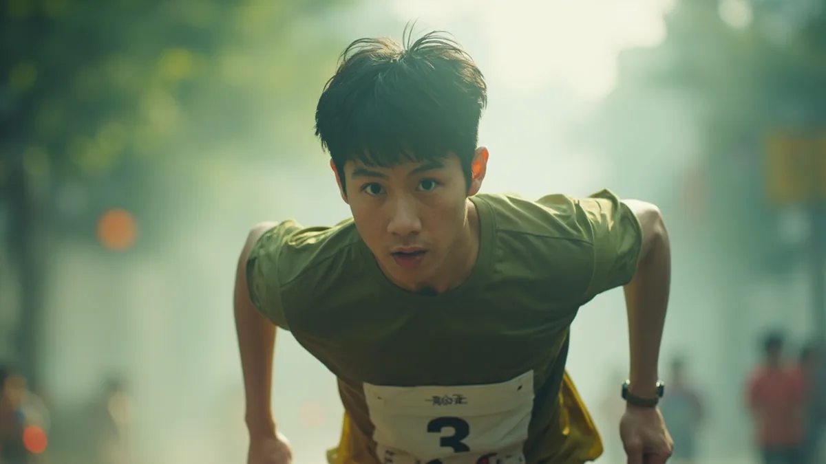 A determined runner pushes through a challenging final stretch of a race, illustrating “no matter what” in Chinese: 无论如何 (wú lùn rú hé)