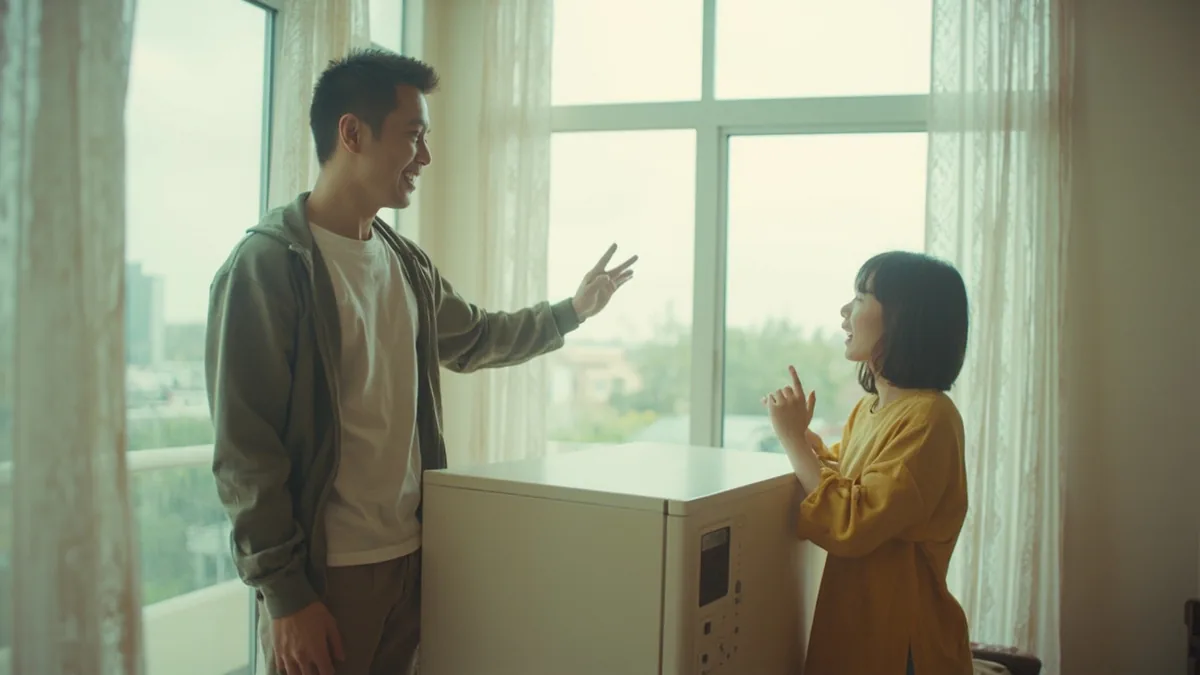 A person makes a big purchase decision without consulting their partner, illustrating “unauthorized decision making” in Chinese: 自作主张 (zì zuò zhǔ zhāng)