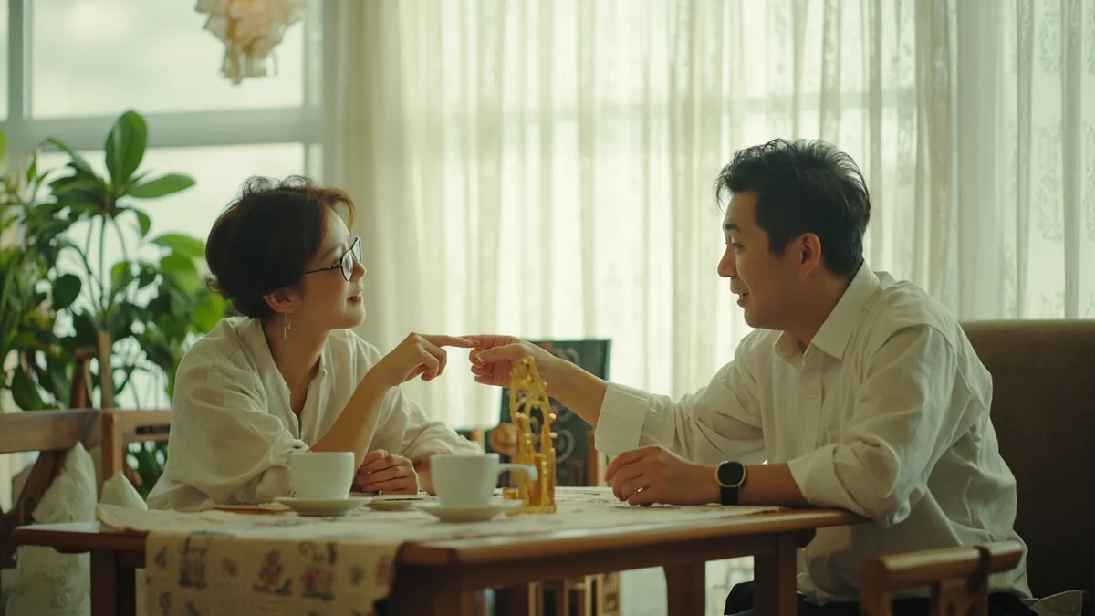 Two friends discuss their zodiac animals with a small figurine, illustrating “Chinese zodiac” in Chinese: 生肖 (shēngxiào)