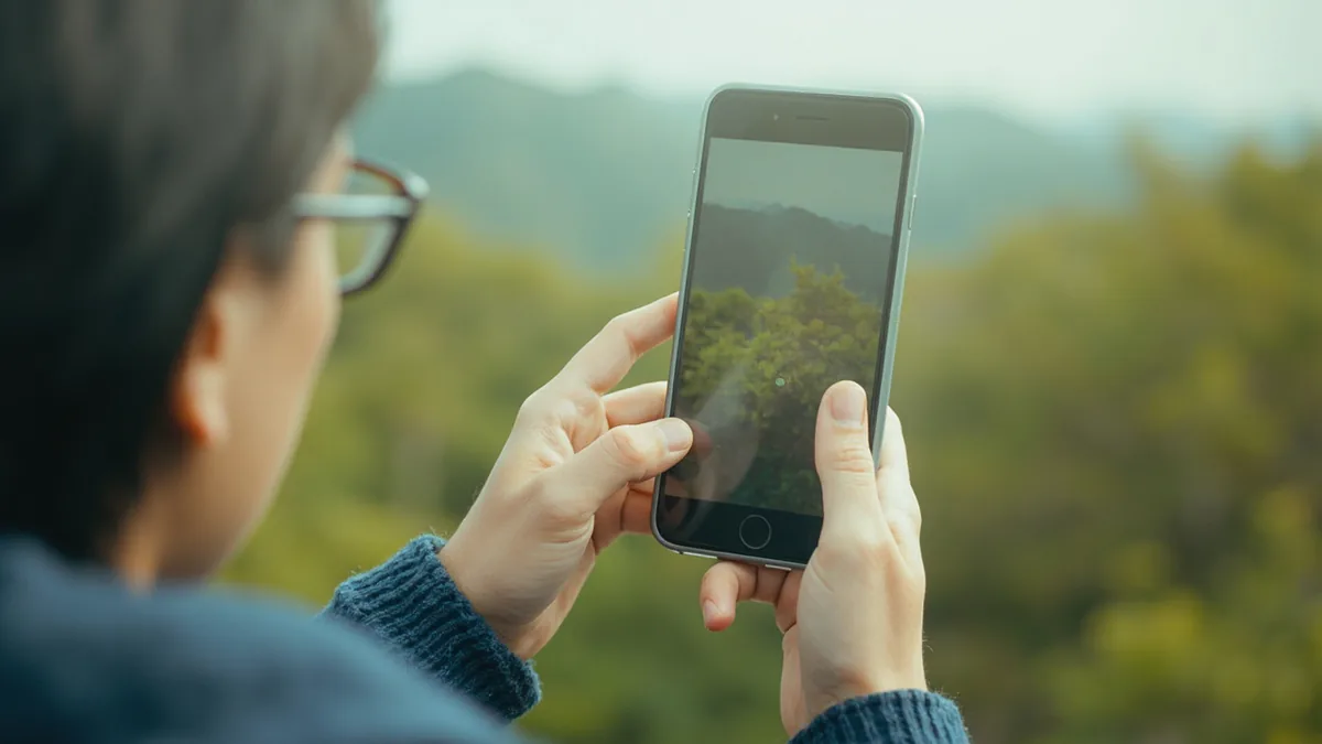 A tourist asks a friendly passerby to take a picture of their group, illustrating “could you take a photo for me” in Chinese: 帮我拍张照好吗？ (bāng wǒ pāi zhāng zhào hǎo ma?)