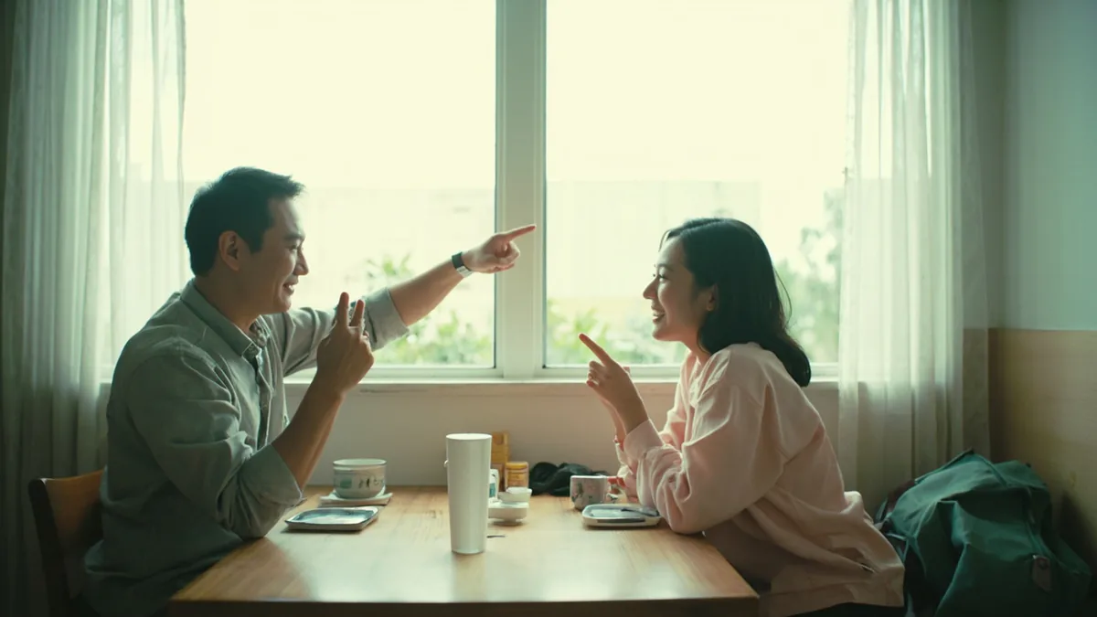 An adult raises two fingers while planning ahead, illustrating “the day after tomorrow” in Chinese: 后天 (hòutiān)