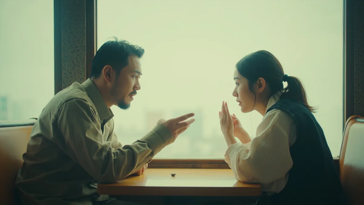 Two adults converse over a cup of tea in a quiet cafe setting, illustrating “do you speak” in Chinese: 你会说... (nǐ huì shuō...)