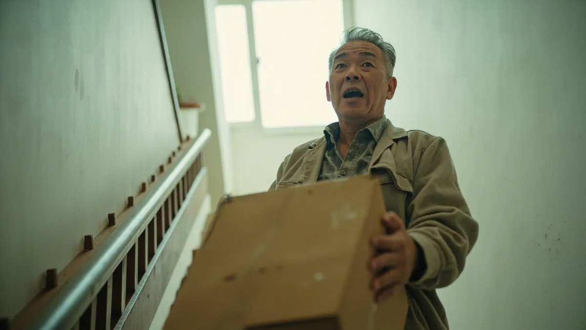 A person struggles to lift a heavy object, needing assistance, illustrating “help” in Chinese: 救命！ (jiùmìng!)