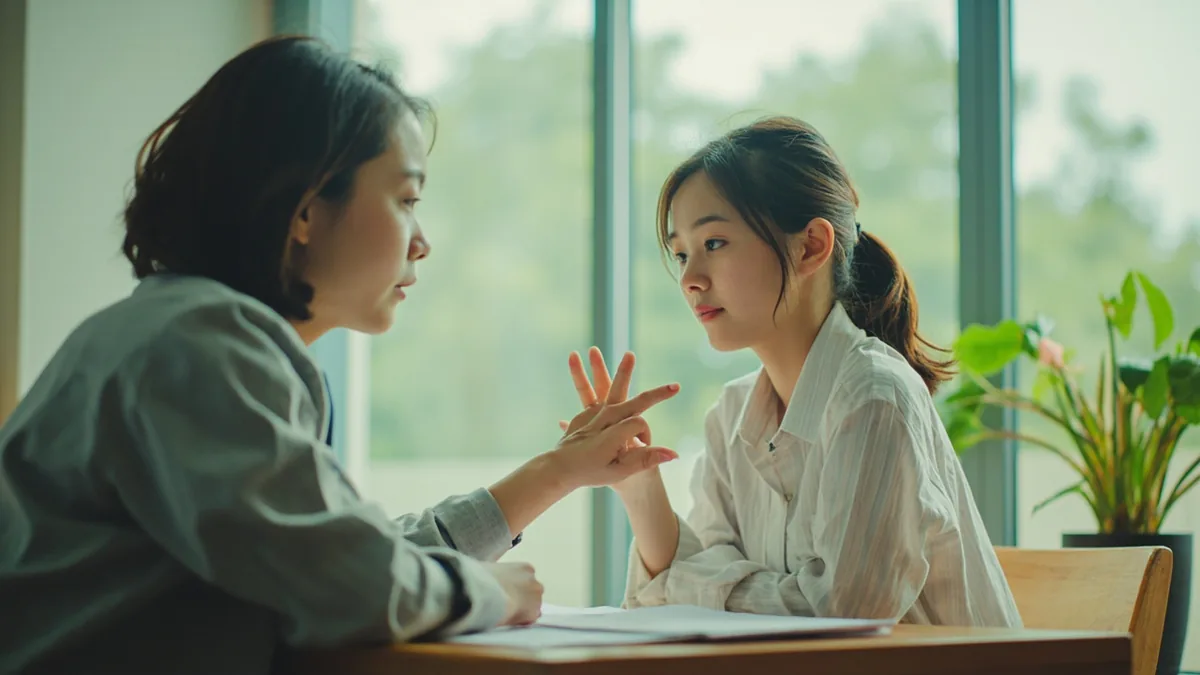 A student nods clearly after receiving a detailed explanation from a tutor, illustrating “I understand” in Chinese: 我明白了 (wǒ míngbaile)