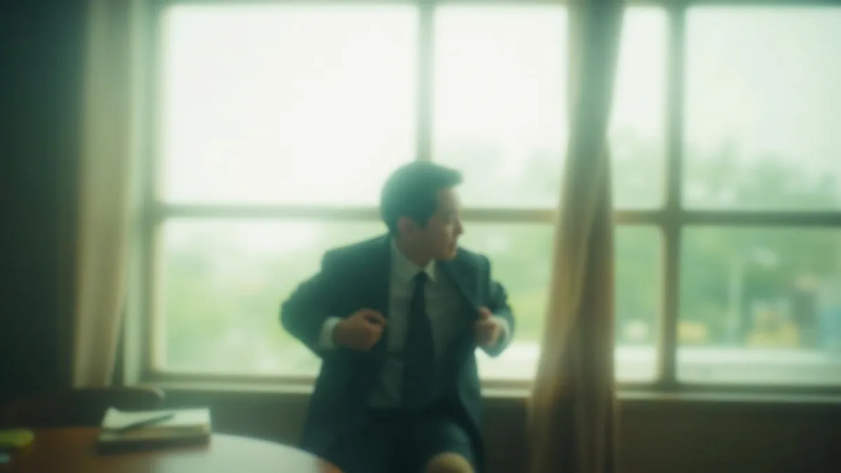An adult reluctantly prepares for the start of a new work week, illustrating “monday” in Chinese: 星期一 (xīngqīyī)