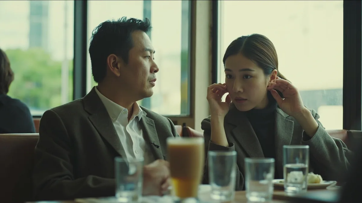 A person cups an ear to hear a speaker better, illustrating “what are you saying” in Chinese: 你说什么 (nǐ shuō shénme)