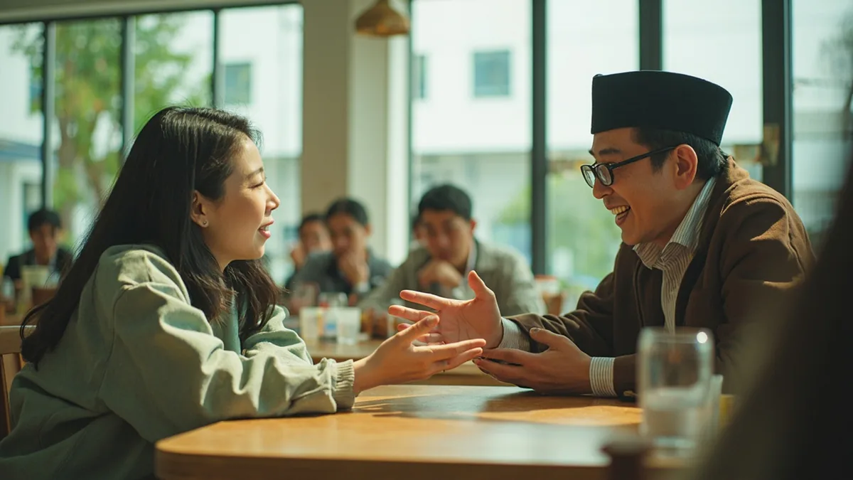A person asks a new acquaintance about their job during a casual gathering, illustrating “what do you do for work” in Chinese: 你做什么工作？ (nǐ zuò shénme gōngzuò?)
