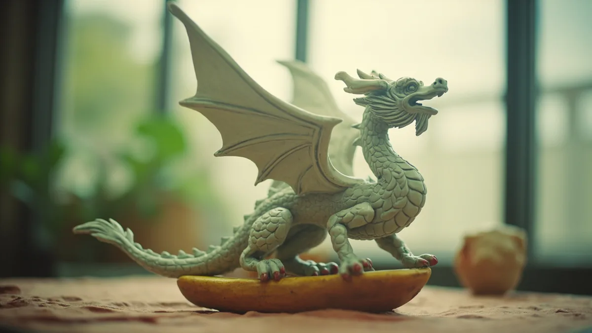 A detailed winged dragon sculpture is displayed, illustrating “winged dragon” in Chinese: 应龙 (Yìnglóng)