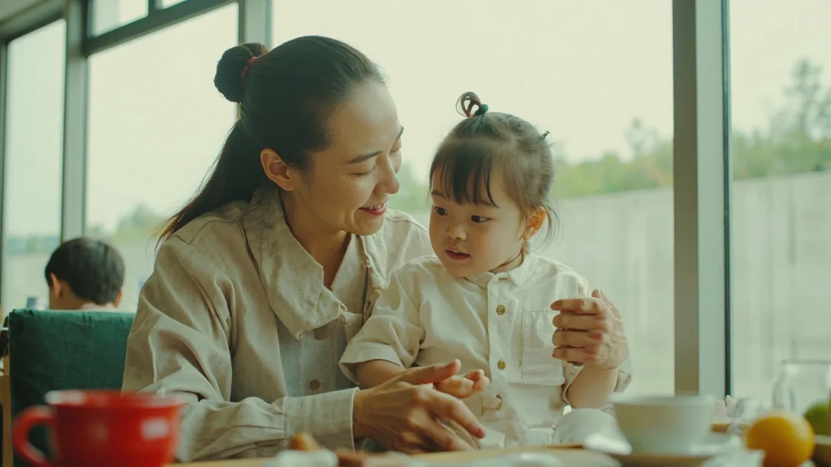 An aunt marvels at her niece's recent growth, illustrating “you've grown so big” in Chinese: 长大了 (zhǎngdà le)